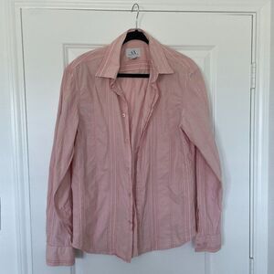Armani Exchange Button Down Shirt Women M Pink Long Sleeve Vintage Collared Top